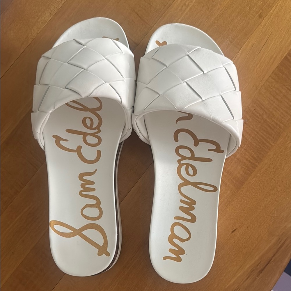 Sam Edelman White Quilted Sandals
